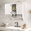 White Wall-Mounted Bathroom Storage Medicine Cabinet with Louver Doors