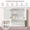 White Wall-Mounted Bathroom Storage Medicine Cabinet with Louver Doors