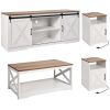 4 Piece Farmhouse Coffee Table Set with 66 in TV Stand & 2 End Tables