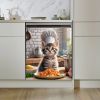 1pc Cat Chef Theme Magnetic Dishwasher Door Cover Sticker, Suitable for Dishwashers, Refrigerator, Etc. - Easy to Clean