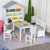 Qaba Toddler Desk and Chair Set, 4-Piece Bench Storage, Easy Clean, Ideal Educational Furniture Gift for Boys & Girls 3+ Years, Gray