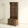 HOMCOM Hall Tree with Coat Rack, Storage, and Sitting Bench, Rustic Brown