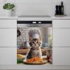 1pc Cat Chef Theme Magnetic Dishwasher Door Cover Sticker, Suitable for Dishwashers, Refrigerator, Etc. - Easy to Clean