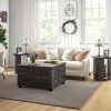 HOMCOM Farmhouse Coffee Table with Storage, Large Square Coffee Table for Living Room Furniture, Wooden Center Table
