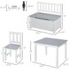 Qaba Toddler Desk and Chair Set, 4-Piece Bench Storage, Easy Clean, Ideal Educational Furniture Gift for Boys & Girls 3+ Years, Gray