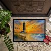 Beach Lighthouse Doormat Front Door Mat Indoor Outdoor Rugs for Entryway, Non Slip Washable Low Pile, 24H X 36W