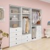 Livelylodge Modular Wardrobe Closet - Freestanding White Closet with Spacious Storage Shelves and Hanging Rods 70.86"W x 16.04"D x 70.86"H