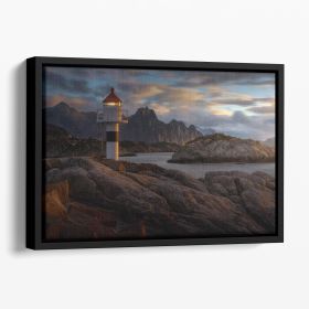 Lofoten Reflections Floating Framed Canvas (Color: Black, size: 24" x 16" / 60cm x 40cm (approx))